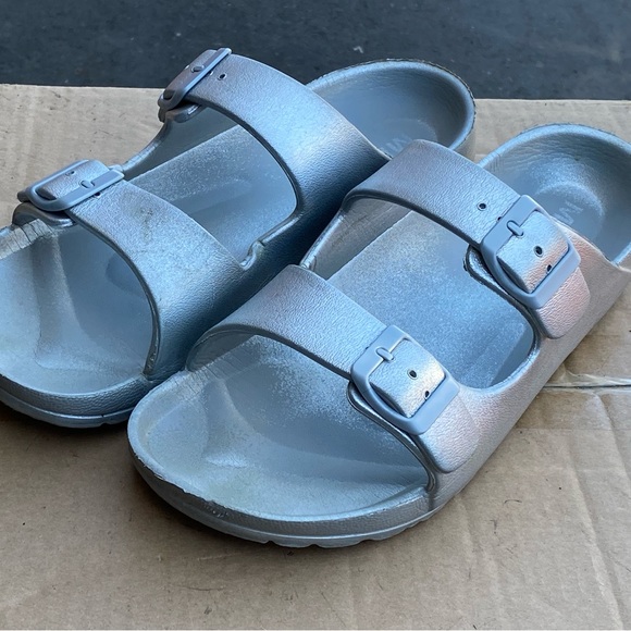 Mia Birkenstock a like Arizona Silver Women's Plastic Sandals Size 11.5 - Picture 3 of 9
